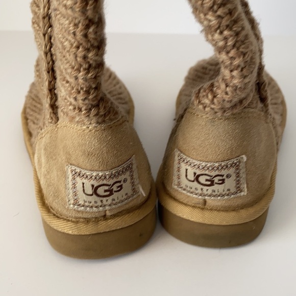 UGG Classic Cardy Tall Tan Knit Boots Size 5 - Picture 4 of 8